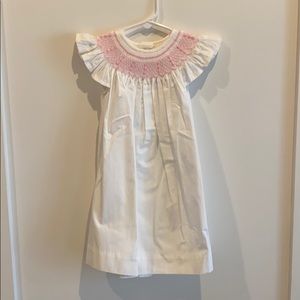 Smocked white and pink dress